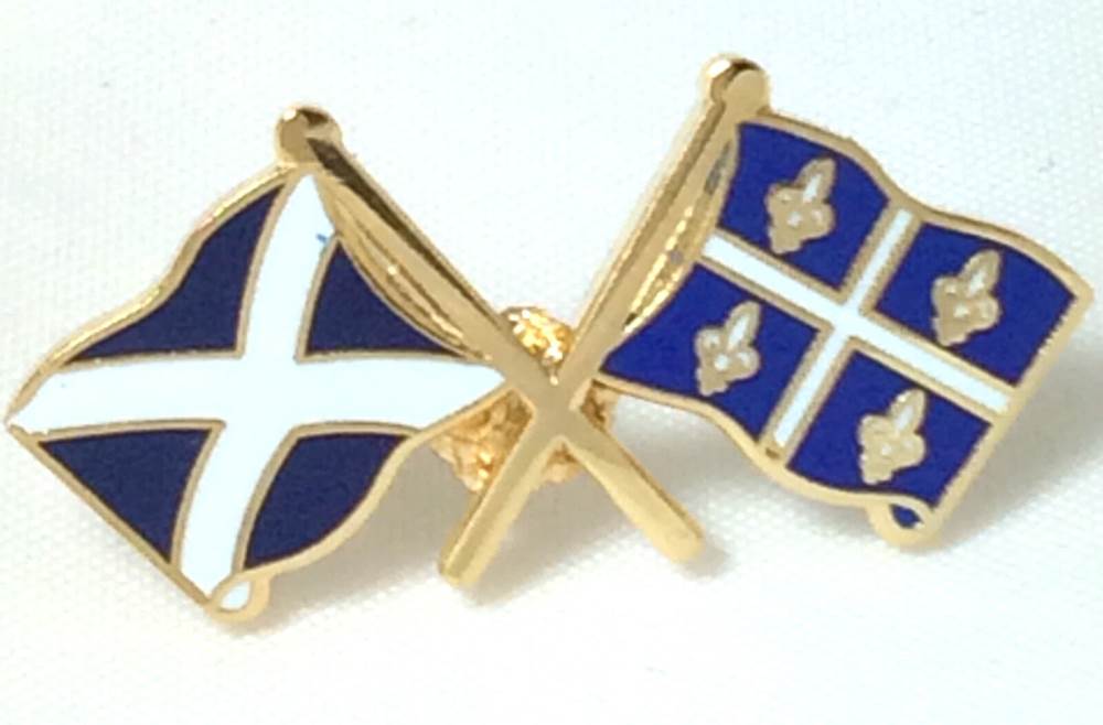 Scotland & Canadian Quebec Friendship Flags Enamel Lapel Pin Badge image 0
