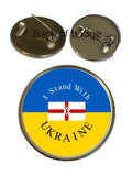 I Stand With Ukraine with Northern Ireland Flag 27mm Metal Lapel Pin Badge Domed Insert image 0