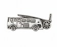 Pewter vintage fire engine lapel pin badge with ladder and hose reel