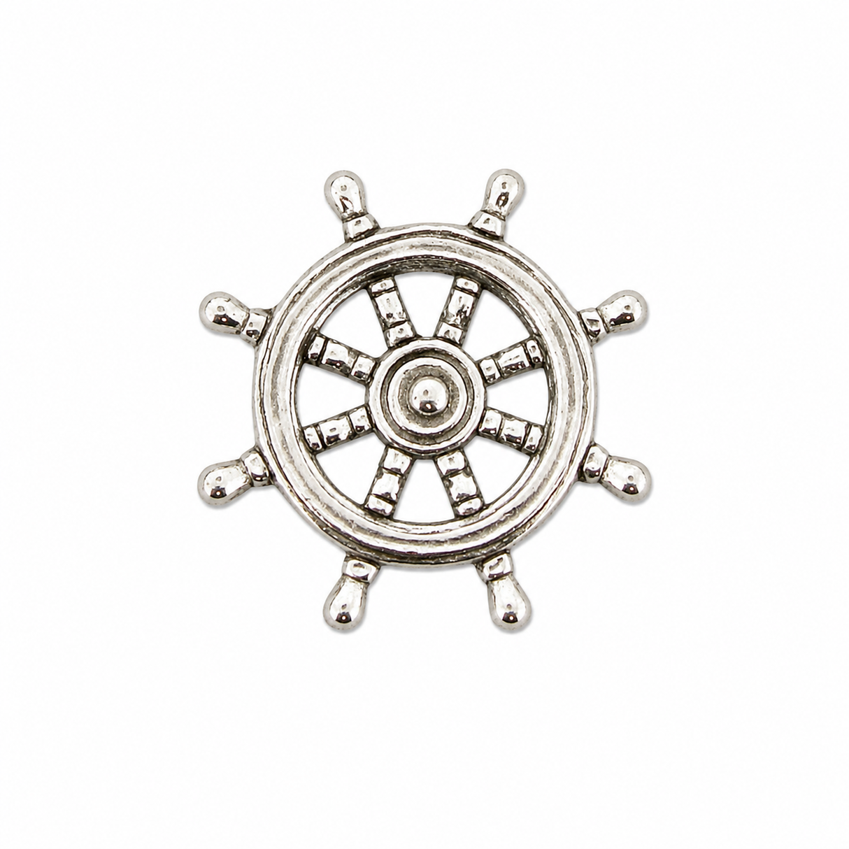 Pewter ship's wheel nautical sailing lapel pin badge