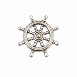Pewter ship's wheel nautical sailing lapel pin badge