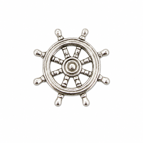 Pewter ship's wheel nautical sailing lapel pin badge