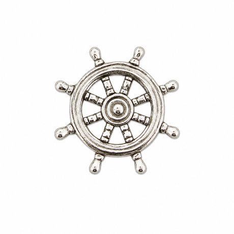 Pewter ship's wheel nautical sailing lapel pin badge