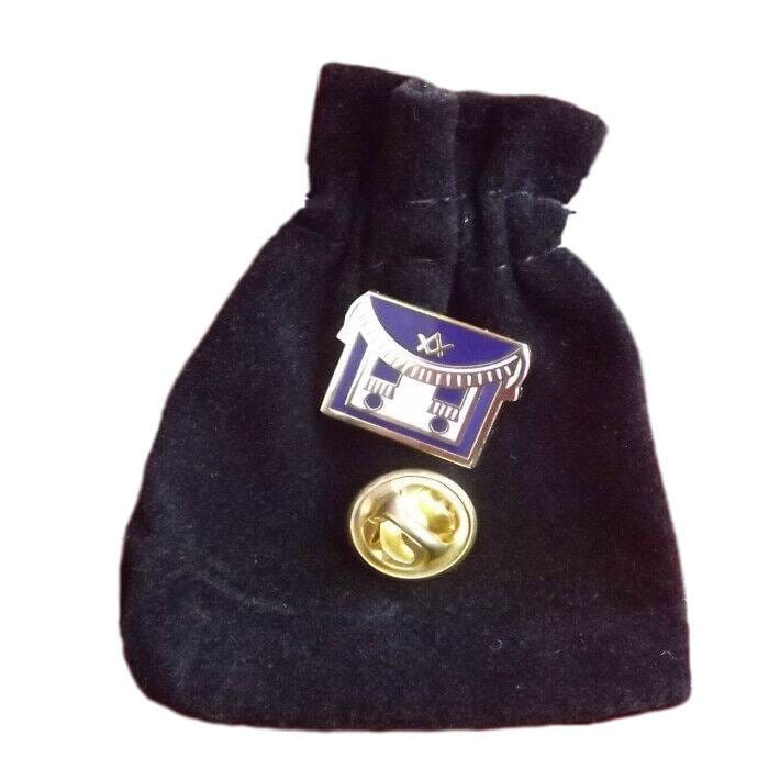 Masonic Apron Enamel Lapel Pin Badge with Black Velvet Pouch image 0
