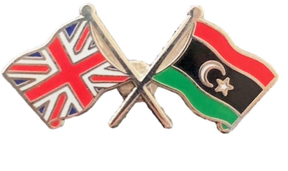 Union Jack & Libya Islands Flags Friendship Courtesy enamel Lapel Pin Badge T114 image 2