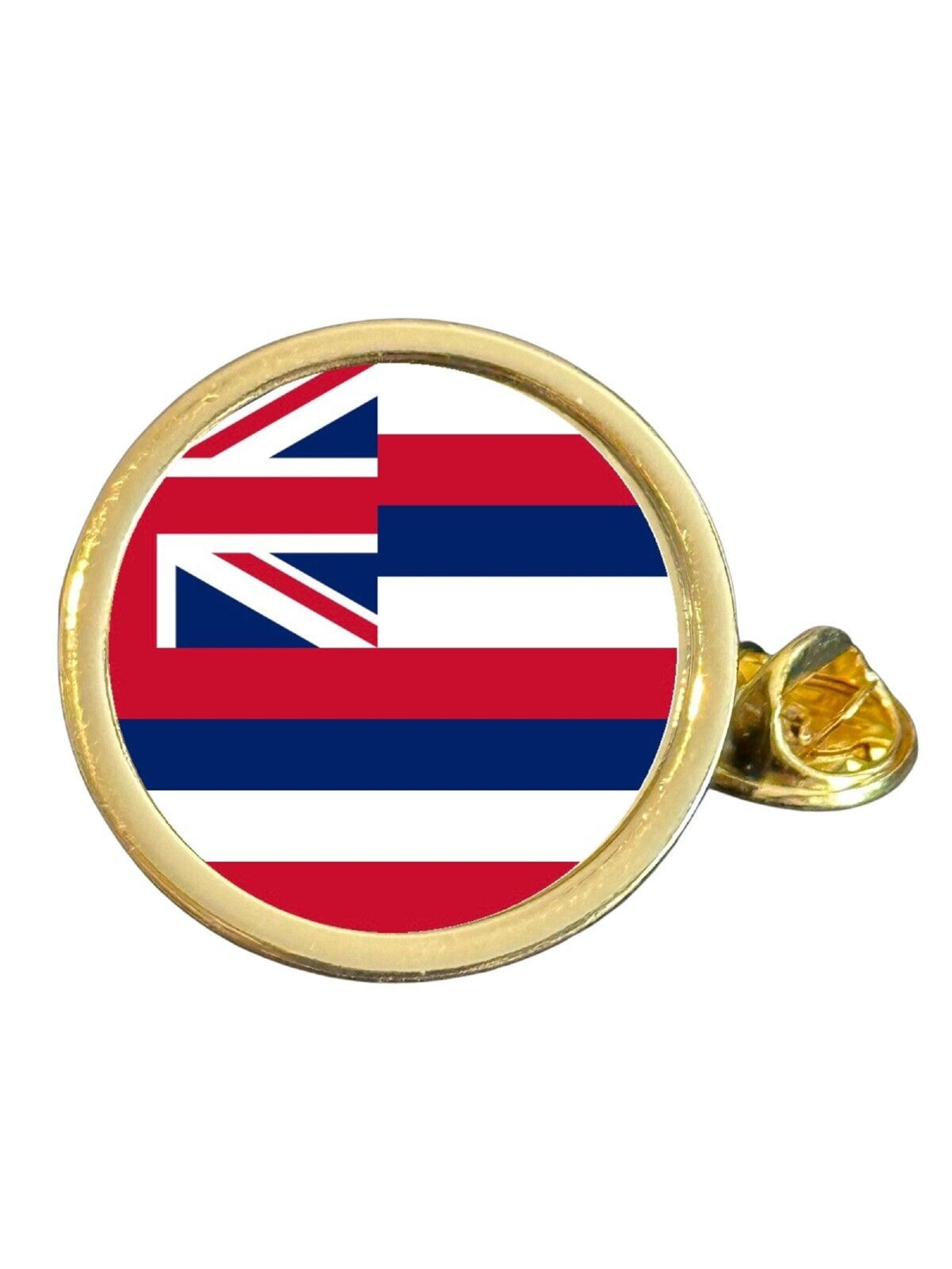 State Of Hawaii Part Flag USA Gold Plated Domed Lapel Pin Badge in Bag image 0