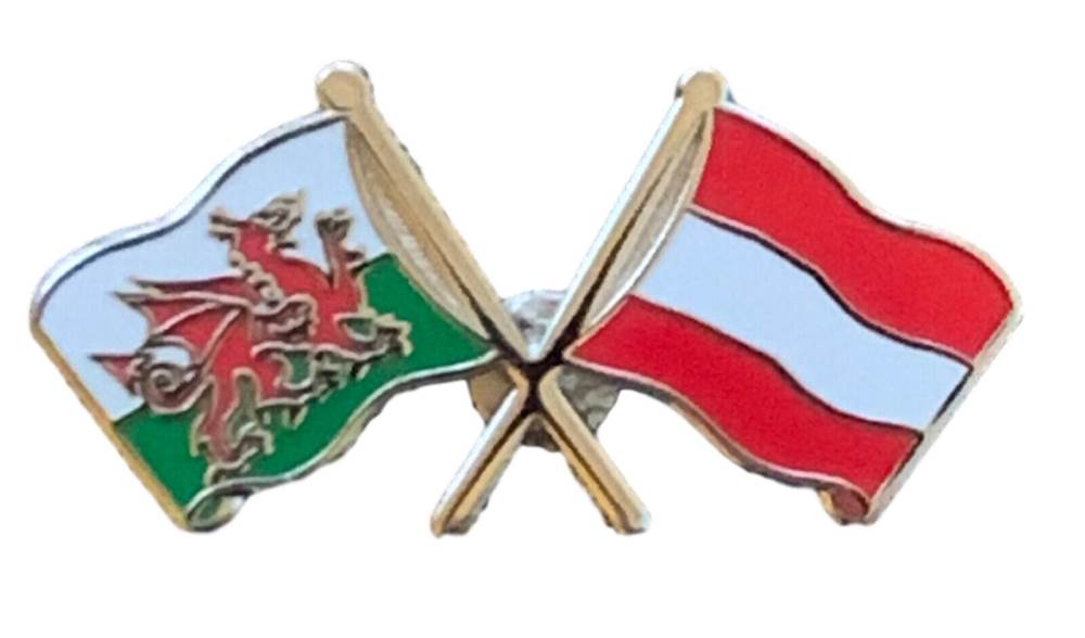 Wales & Austria Flags Friendship Courtesy enamel Lapel Pin Badge T867 image 0