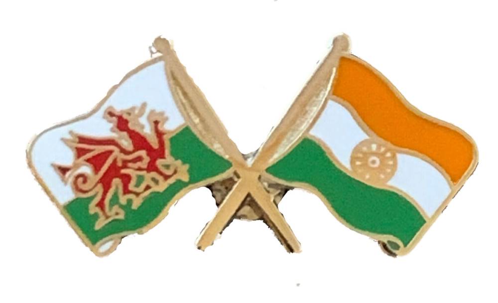 Wales & India Flags Friendship Courtesy Enamel Lapel Pin Badge T850 image 1