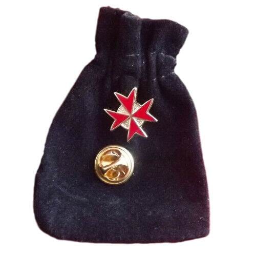 Masonic Red Knights Templar Enamel Lapel Pin Badge with Black Velvet Pouch image 0