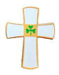 Celtic Irish Ireland White Cross & Shamrock Quality Enamel Lapel Pin Badge T821 image 0