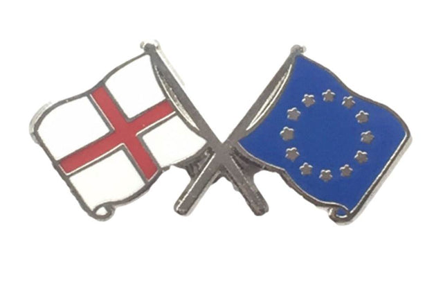 England & EU European Union Flags Friendship Courtesy Enamel Lapel Pin Badge image 0