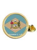 State Of Delaware Part Flag USA Gold Plated Domed Lapel Pin Badge in Bag image 0