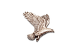 Detailed handcrafted pewter Eagle in Flight pin badge featuring an eagle with fully spread wings, butterfly clutch fastening and fine feather detailing.