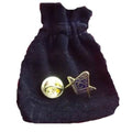 Masonic Crest Gold Gilt + G Enamel Lapel Pin Badge with Velvet Pouch image 0