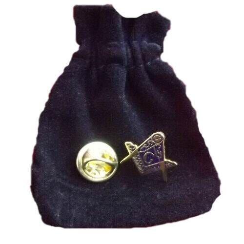 Masonic Crest Gold Gilt + G Enamel Lapel Pin Badge with Velvet Pouch image 0