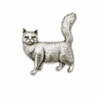 Pewter Maine Coon cat badge with detailed fur and large bushy tail