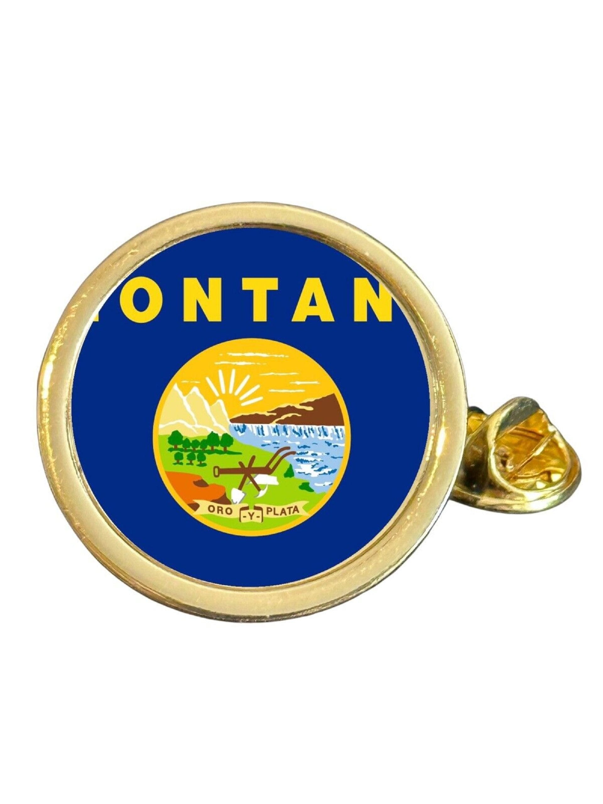 State Of Montana Part Flag USA Gold Plated Domed Lapel Pin Badge in Bag image 0