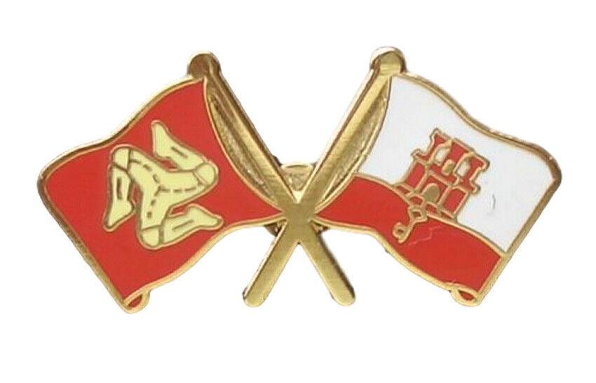 Isle Of Man And Gibraltar Flags Quality Enamel Lapel Pin Badge image 0