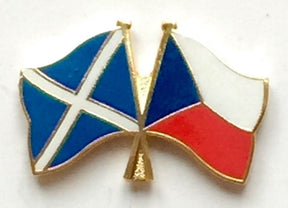 Scotland & Czech Republic Flags Friendship Courtesy Enamel Lapel Pin Badge image 0