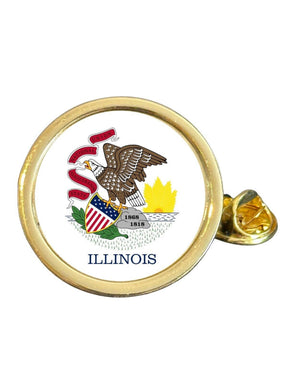 State Of Illinois Part Flag USA Gold Plated Domed Lapel Pin Badge in Bag image 0
