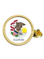 State Of Illinois Part Flag USA Gold Plated Domed Lapel Pin Badge in Bag image 0