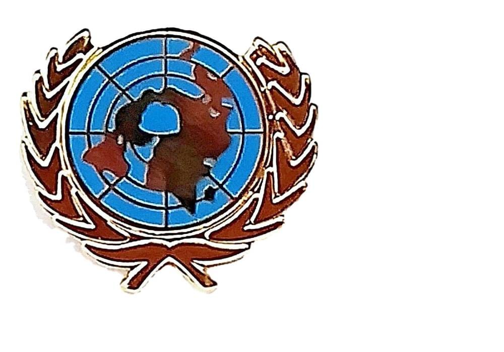 United Nations Gold Coloured Hard Enamel Pin Badge image 0
