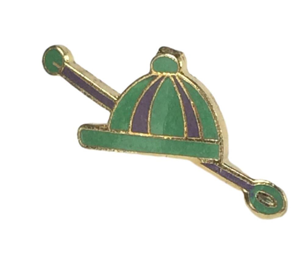 Horse Rider Jockeys Crop and Cap Quality enamel lapel pin badge image 0