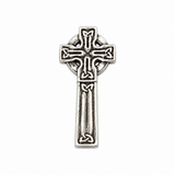 Pewter Celtic Cross pin badge with traditional Celtic knotwork design