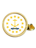 State Of Rhode Island Part Flag USA Gold Plated Domed Lapel Pin Badge in Bag image 0