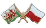 Wales & Poland Flags Friendship Courtesy Enamel Lapel Pin Badge  T793 image 1