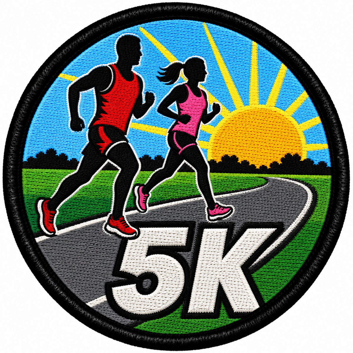 5K Running 80mm embroidered patch