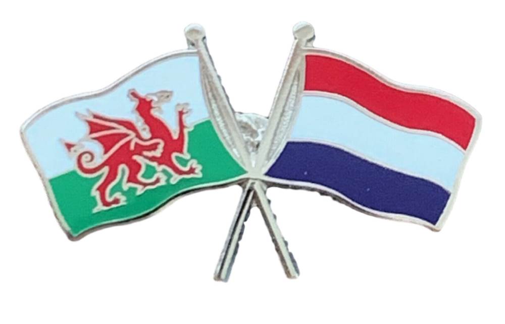 Wales & Netherlands Flags Friendship Courtesy Enamel Lapel Pin Badge T114 image 1