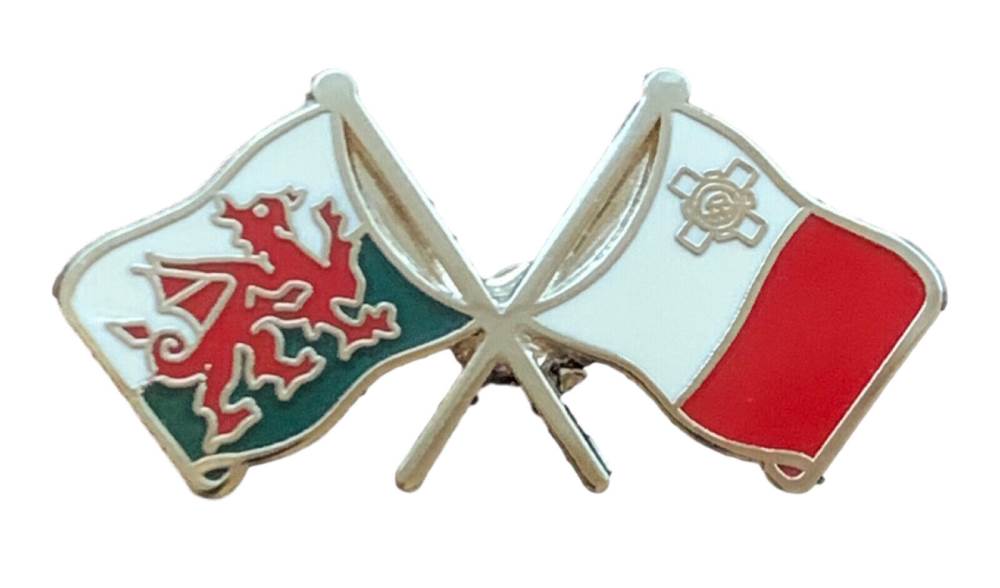Wales & Malta Flags Friendship Courtesy  enamel  Lapel Pin Badge T386 image 0