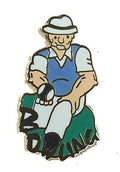 Bowling Comic Male Bowler Quality enamel lapel pin badge image 0