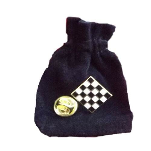 Masonic Black & White Carpet Enamel Lapel Pin Badge with Black Velvet Pouch image 0