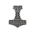 Thor's Hammer Mjolnir pewter pin badge with Viking Norse decoration