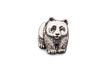 Detailed pewter Panda bear pin badge with butterfly clutch fastening on a white background.