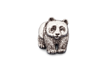 Detailed pewter Panda bear pin badge with butterfly clutch fastening on a white background.