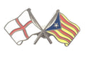 England & Barcelona  Catalonia Flags Friendship Courtesy Enamel Lapel Pin Badge image 0