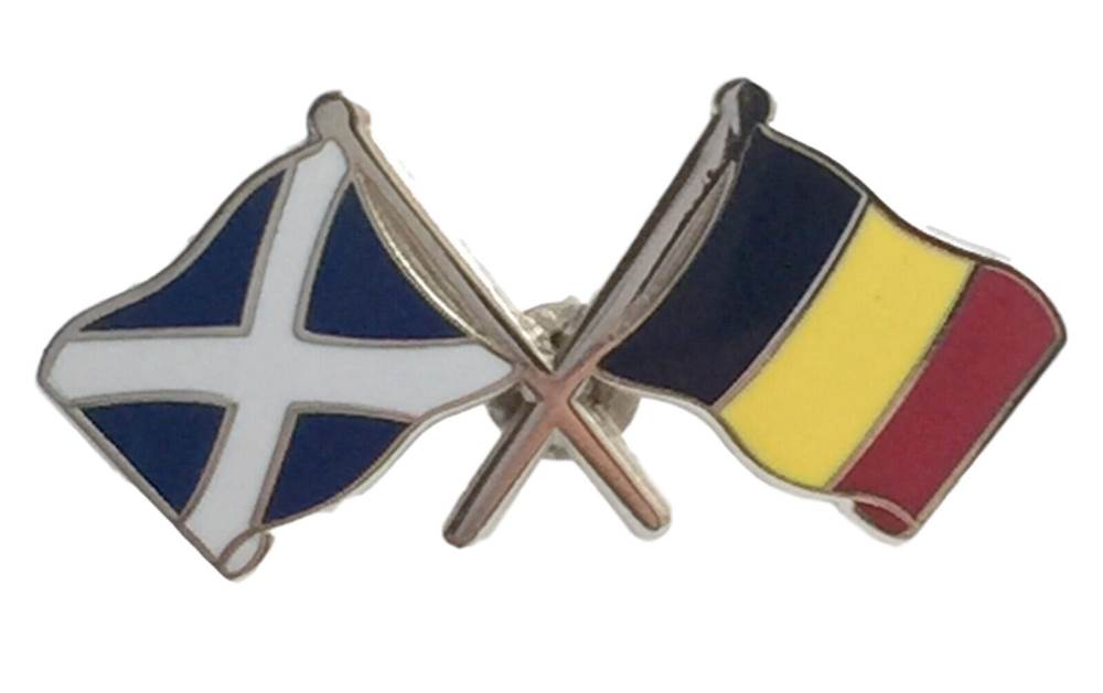 Scotland & Belgium Flags Friendship Courtesy Enamel Lapel Pin Badge T198 image 0