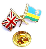Union Jack & Rwanda Flags Friendship Courtesy enamel Lapel Pin Badge T1054 image 1