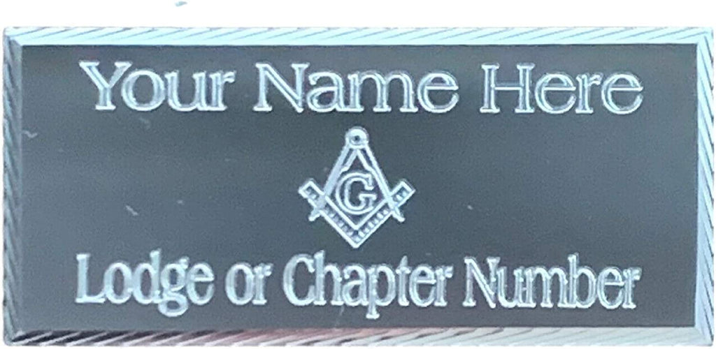 (MP30) 55 mm x 25 mm Personalised Masonic With G Silver Diamond Cut Case Plate