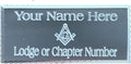 (MP30) 55 mm x 25 mm Personalised Masonic With G Silver Diamond Cut Case Plate