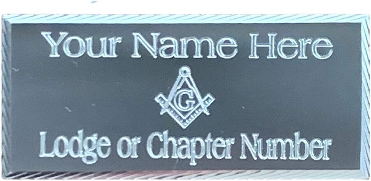 (MP30) 55 mm x 25 mm Personalised Masonic With G Silver Diamond Cut Case Plate