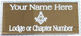(MP30) 55 mm x 25 mm Personalised Masonic With G Gold Diamond Cut Case Plate