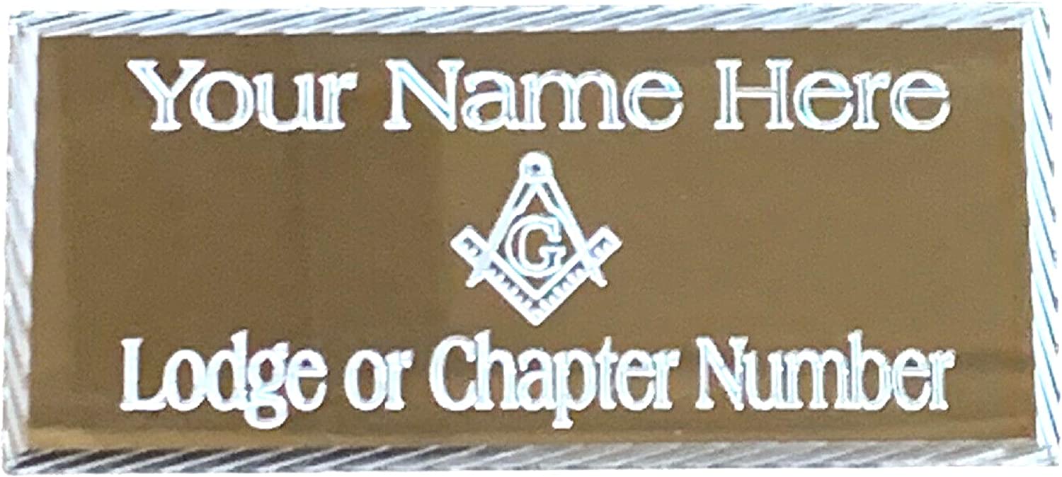 (MP30) 55 mm x 25 mm Personalised Masonic With G Gold Diamond Cut Case Plate