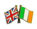 Union Jack and Ireland Flags Diplomatic Friendship Enamel Lapel Pin Badge image 0