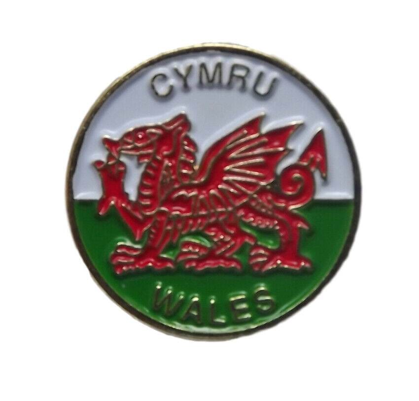 Cymru Wales- Welsh Dragon- Round National Quality Enamel Lapel Pin Badge image 0