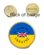 We Stand With Ukraine with Union Jack 27mm Metal Lapel Pin Badge Domed Insert image 0
