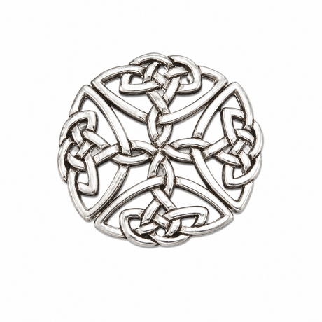 Pewter Celtic four knot pin badge with decorative interlaced knotwork